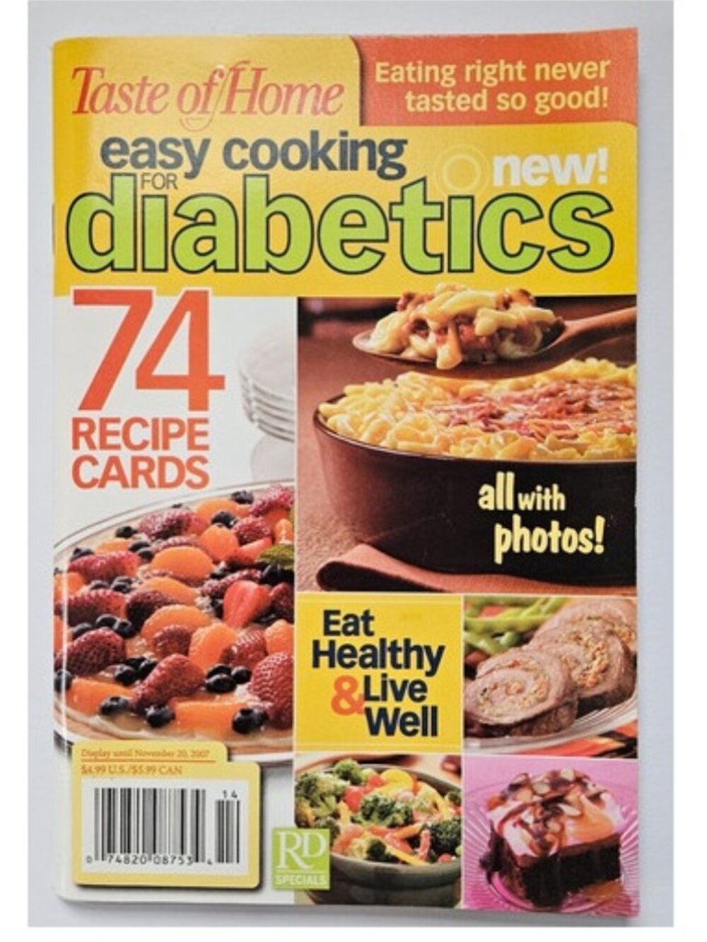 Taste of Home easy cooking Diabetes November 2007 Reiman Media Group recipe card
